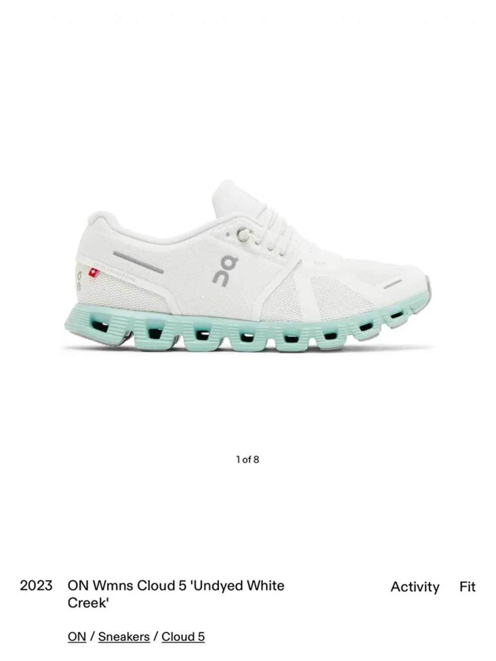 On Cloud 5 Sneakers – Undyed White Creek – Women’s 8 - Picture 8 of 8